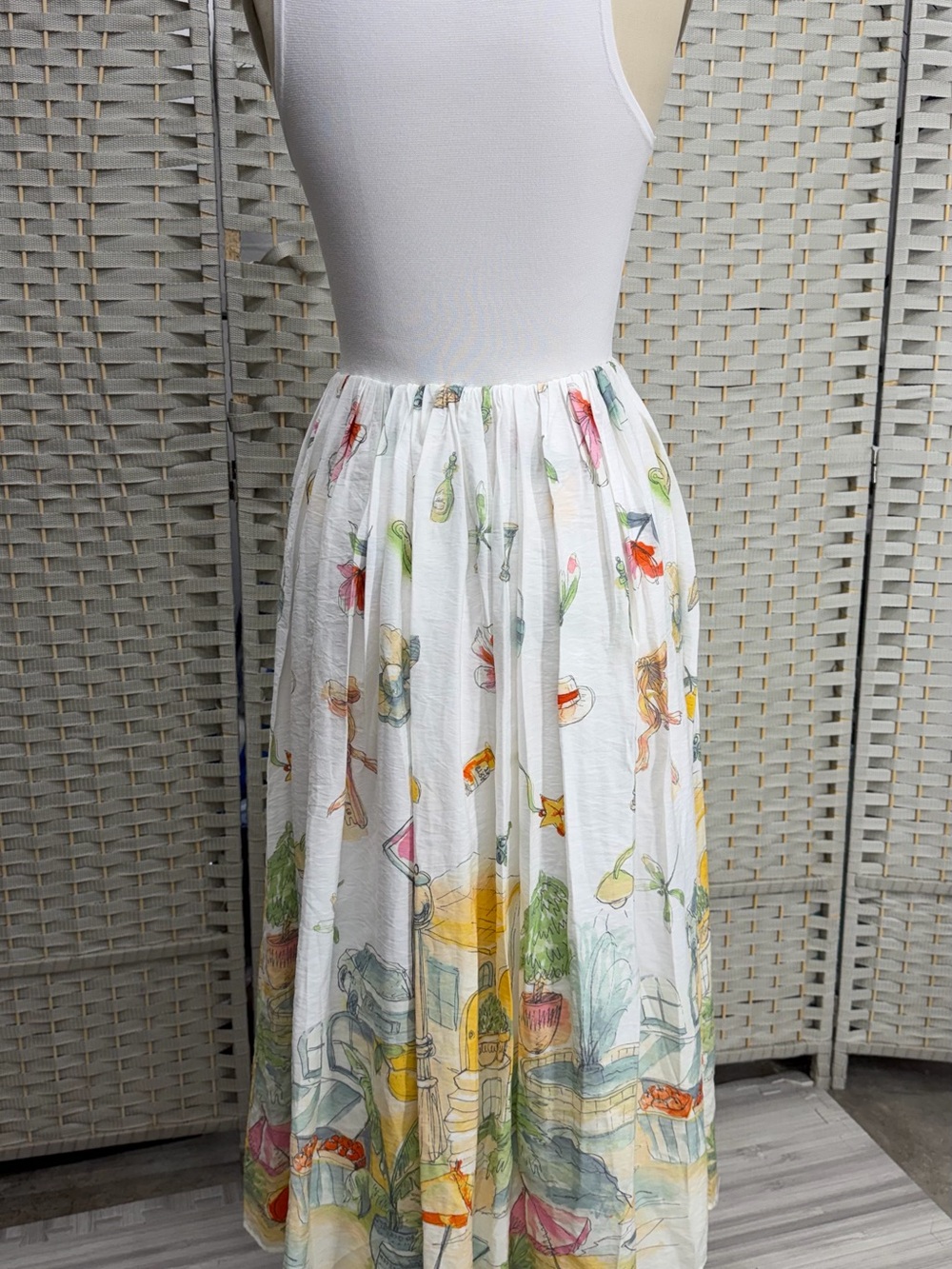 Moon River Tuckernuck Anouk Tank Garden Resort Print Midi Dress White Size M - Picture 5 of 10